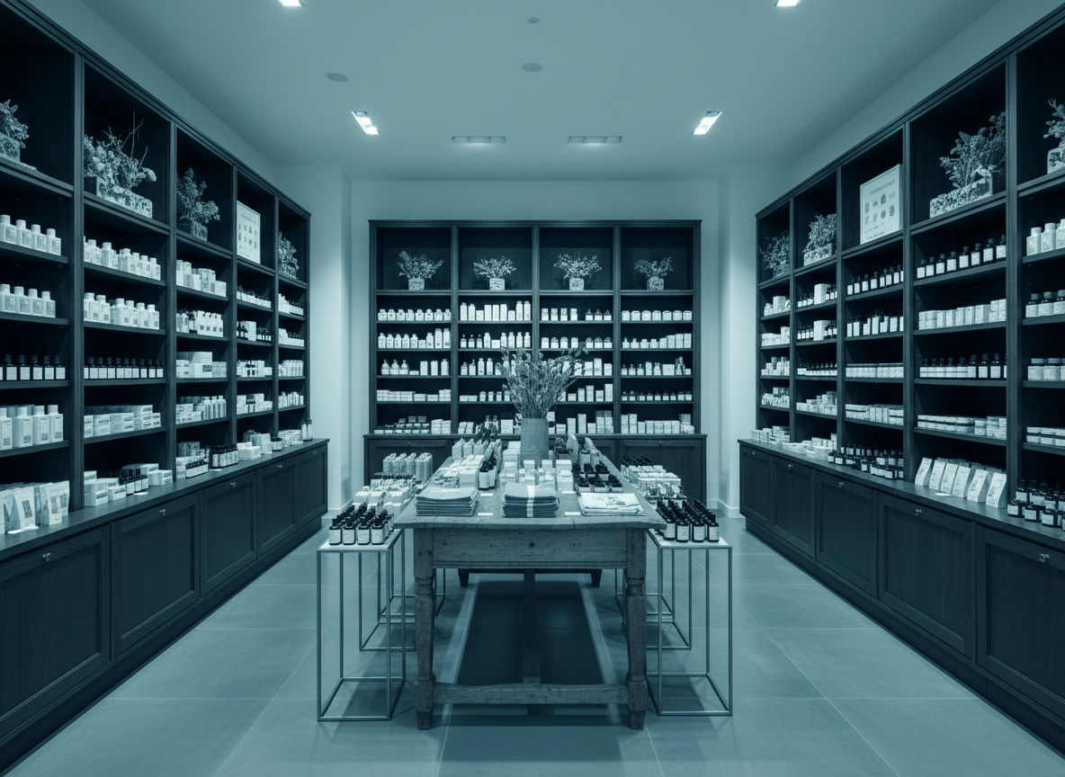 Well-stocked French retail store interior