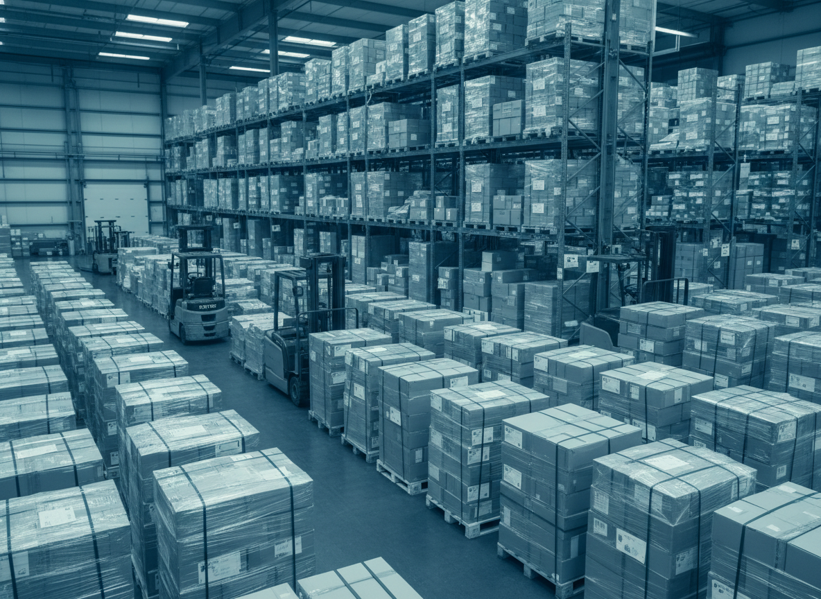 Warehouse with parcels for European e-commerce shipping