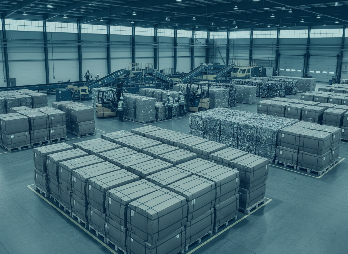 Packaging recycling warehouse, illustrating EPR schemes